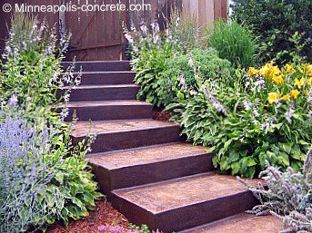 stained concrete stairs