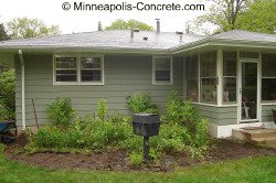 Backyard before concrete patio installation