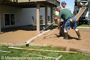 pouring concrete